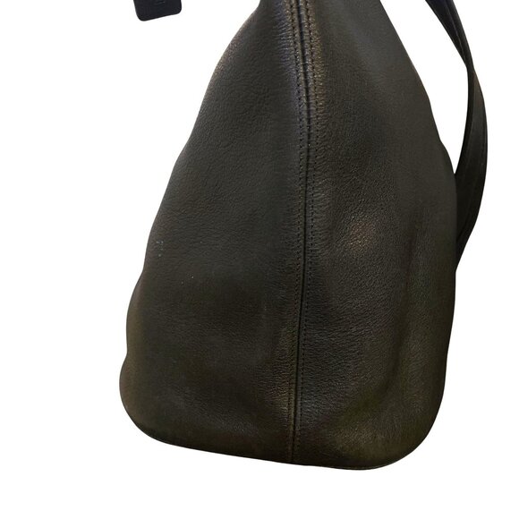 Vintage Coach Black Leather Hobo Bag With Adjustable Strap & Brass Hardware - Picture 11 of 16